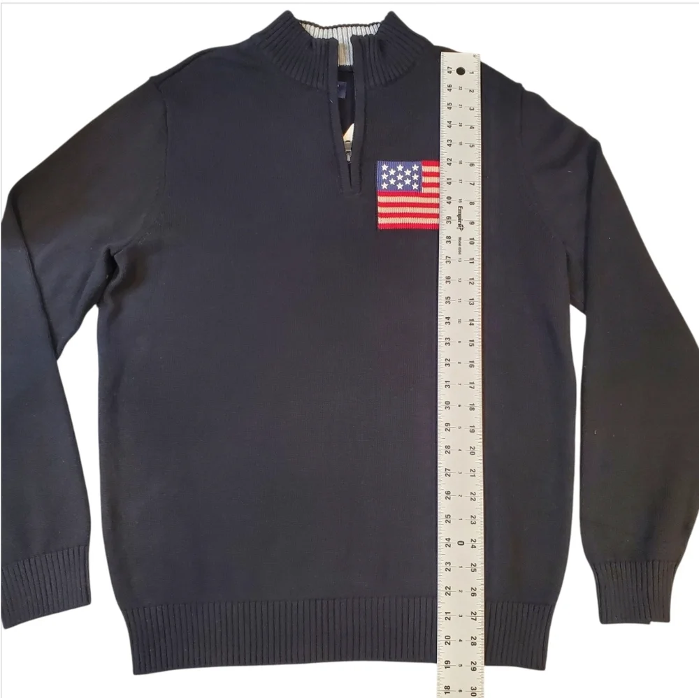 Men's Chaps American Flag Quarter Zip Patriotic Sweater Size Large - Picture 6 of 9